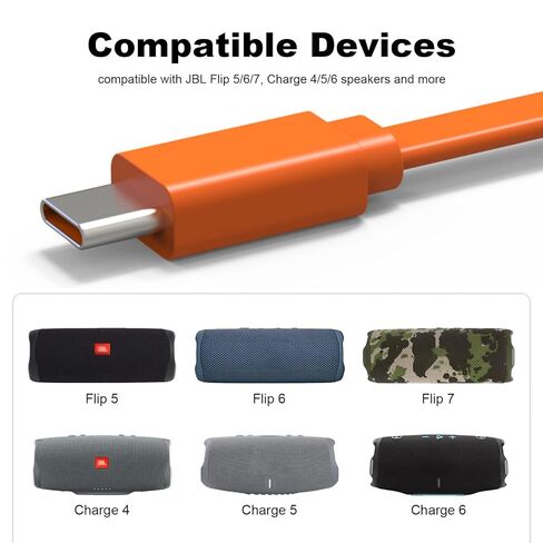 كابل شحن USB من النوع C بديل متوافق مع سماعات JBL Tune 510BT 520BT 720BT 770NC، Live 460NC، Tune 125TWS 225TWS 130NC TWS، Flip 5/6/7، شحن 4/5/6 مكبرات صوت in Kuwait