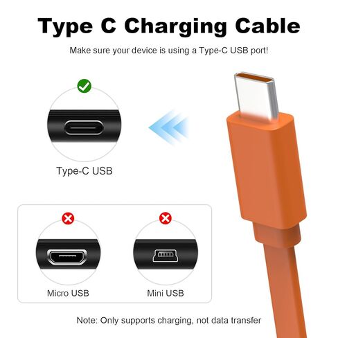 كابل شحن USB من النوع C بديل متوافق مع سماعات JBL Tune 510BT 520BT 720BT 770NC، Live 460NC، Tune 125TWS 225TWS 130NC TWS، Flip 5/6/7، شحن 4/5/6 مكبرات صوت in Kuwait