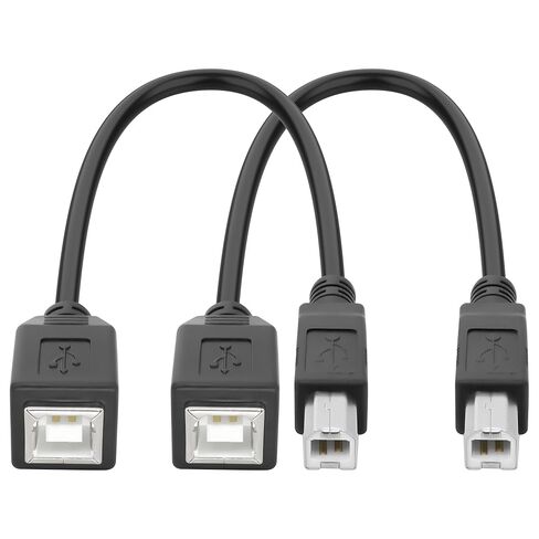 XMSJSIY USB 2.0 Type-B Printer Extension Cable USB-B Male to Female Print and Data Transfer Cable Cord Printer Short Extension Wire for Scanner Fax HDD and More -25CM/98.INCH 2PCS in Kuwait