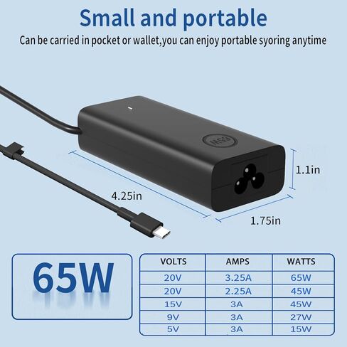 65W USB C Laptop Charger for Dell Inspiron 16 Latitude e5440 P165G XPS 13 Chromebook 3100 for Dell Pro Series LA65NM190 HA65NM190 0P13YF Type C Power Cord in Kuwait