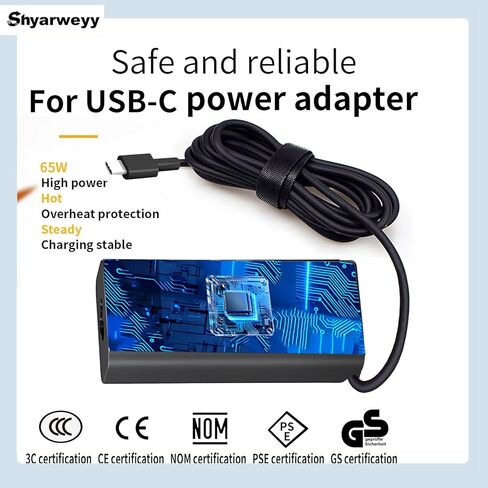 65W USB C Laptop Charger for Dell Inspiron 16 Latitude e5440 P165G XPS 13 Chromebook 3100 for Dell Pro Series LA65NM190 HA65NM190 0P13YF Type C Power Cord in Kuwait