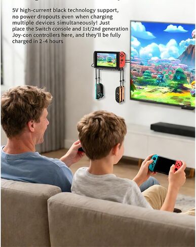 Wall Mount Organizer Charging Station for Nintendo Switch 2/1, 4 in 1 Magnetic Joycon Charging Dock with 6 RGB Light Modes in Kuwait