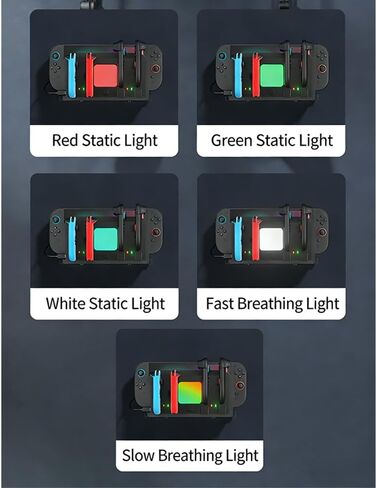 Wall Mount Organizer Charging Station for Nintendo Switch 2/1, 4 in 1 Magnetic Joycon Charging Dock with 6 RGB Light Modes in Kuwait