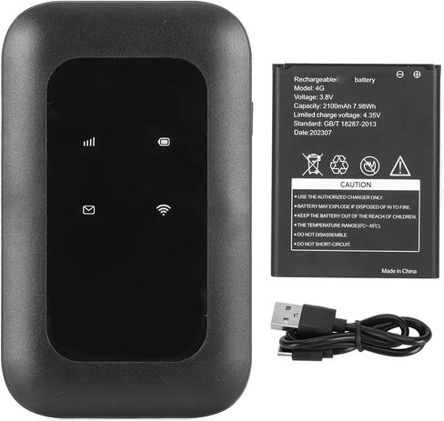 راوتر Qinlorgo 150Mbps 4G WiFi، مودم USB LTE، جهاز WiFi محمول مع بطارية 2100 مللي أمبير في الساعة وشاشة LED، مثالي لأوروبا وآسيا، يدعم 10 أجهزة in Kuwait