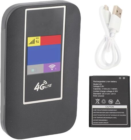 Qinlorgo 4G LTE Mobile WiFi Hotspot، راوتر لاسلكي عالي السرعة 500 ميجا بت في الثانية، نقطة اتصال بفتحة بطاقة SIM مع شاشة ملونة ودعم 10 مستخدمين، مثالية للوصول إلى الإنترنت في أي مكان in Kuwait