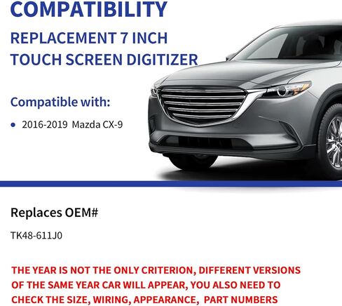 TsuperU 7" Touch Screen Digitizer Replacement for Mazda CX-9 CX9 Sport Grand Touring GS GT Radio Screen 2016 2017 2018 2019, Touchscreen fit TK48-611J0 TK48-611J0B TK48-611J0A OEM Navigation System in Saudi Arabia