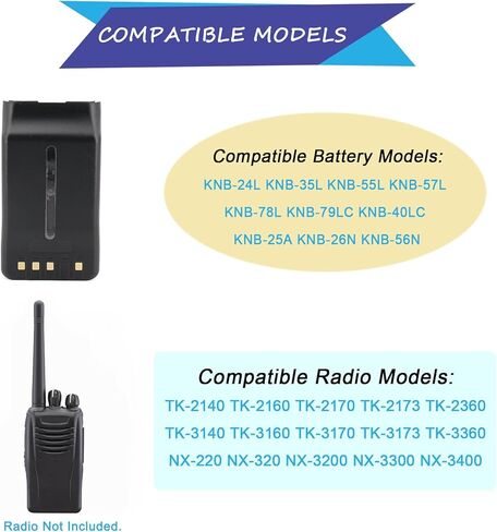 بطارية ليثيوم أيون KNB-78L KNB-57L - 7.4 فولت 3300 مللي أمبير في الساعة بديلة لـ Kenwood TK-2140 TK-2160 TK-2170 TK-2360 TK-3140 TK-3160 TK-3170 TK-3360 NX-220 NX-320 راديو KNB-24L KNB-35L بطارية KNB-55L in Kuwait