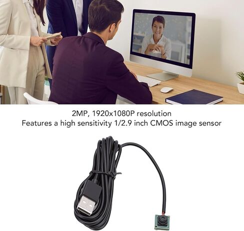 كاميرا Yunseity USB صغيرة، مستشعر CMOS بزاوية عريضة 2 ميجابكسل 1080 بكسل عالي الدقة مع عدسة 180 درجة، لمكالمات الفيديو والاجتماعات والألعاب والبث عبر الإنترنت in Kuwait