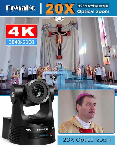 كاميرا FoMaKo 4K 60 إطارًا في الثانية NDI PTZ، تدعم إخراج NDI HX3 4K 60 إطارًا في الثانية، تكبير بصري 20x، لاستوديو مرساة الأخبار والبث المباشر للمسرح (K600NX4+M3+KC608 Pro) in Kuwait