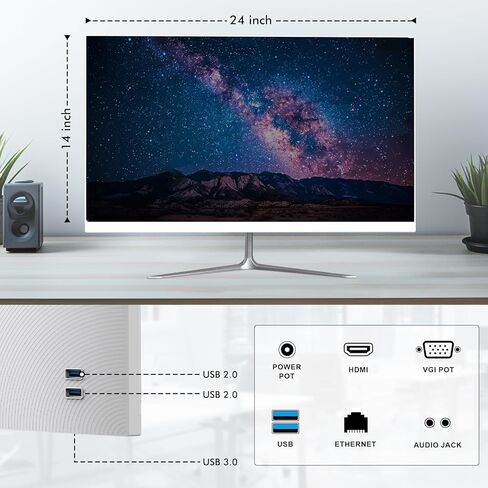 24" All-in-one Desktop Computer PC, FHD Display N5095 Quad Core 8G RAM 512G SSD ROM, WiFi Bluetooth Connection Desktop for Home Study Office Gaming in Kuwait