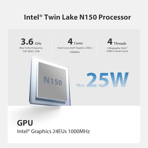 كمبيوتر صغير Beelink MINI S13 مع معالج N150، ذاكرة الوصول العشوائي 16G DDR4 + 500G SSD كمبيوتر مكتبي صغير، 2.5G LAN، WiFi6، BT5.2، شاشة مزدوجة عبر HDMI، كمبيوتر صغير للأعمال in Kuwait