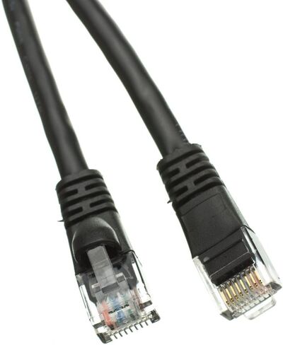 CableWholesale Cat5e Ethernet Cable, 24AWG, RJ45 Gold Plate Connector, ETL, 4 Pair Stranded Copper, Snagless Boot Unshielded Twisted Pair (UTP) Internet Network Patch Cable, 75 Foot, Black in Kuwait