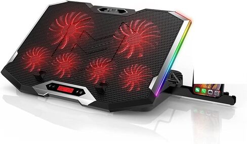 Laptop Cooler for 12-18 Inch Six Fans LCD Screen Cooling Pad Adjustable Notebook Stand Two Port in Kuwait