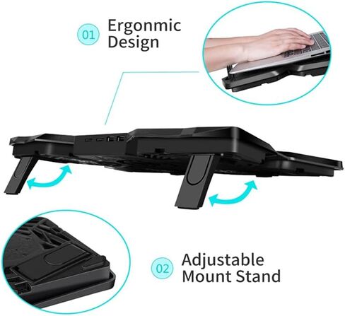 Laptop Cooler Cooling Pad Fan Notebook Adjustable Speed with 4 Fans for 14"-17" in Kuwait