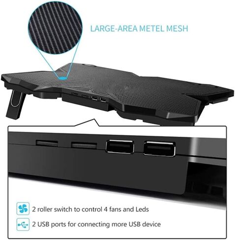 Laptop Cooler Cooling Pad Fan Notebook Adjustable Speed with 4 Fans for 14"-17" in Kuwait