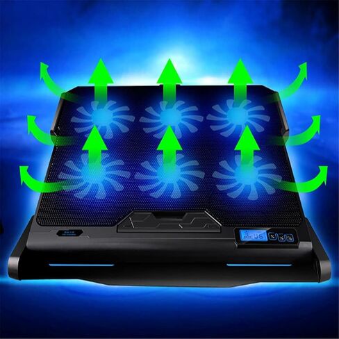 Laptop Cooling Pad 6 Fans and Cooler with Light LCD Display Notebook Stand for 12-16 Inch in Kuwait