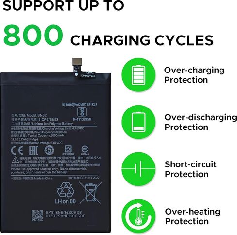 بطارية BN62 الجديدة من GREEN FUSION متوافقة مع هاتف Redmi Note 9T / Poco M3، تتضمن أدوات الإصلاح والتعليمات in Kuwait