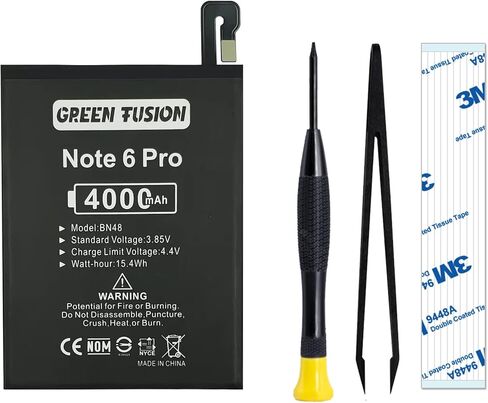 بطارية BN62 الجديدة من GREEN FUSION متوافقة مع هاتف Redmi Note 9T / Poco M3، تتضمن أدوات الإصلاح والتعليمات in Kuwait