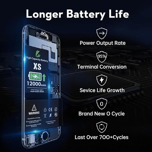 بطارية LL TRADER لهاتف iPhone Xs، بطارية بديلة عالية السعة 12000 مللي أمبير في الساعة لهاتف iPhone Xs، (A1920、A2097、A2098、A2099、A2100) مع مجموعة أدوات إصلاح كاملة 2025 جديدة in Kuwait