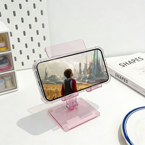 حامل تابلت أكريليك، حامل هاتف محمول، حامل تابلت قابل للتعديل، حامل سطح مكتب قابل للطي للدراسة والعمل والمنزل والحرف اليدوية، وردي in Kuwait