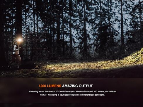 fenix HM62-T شعلة رأس خفيفة الوزن للجري على الطرق، في الهواء الطلق، العمل والاحترافية، 1200 لومن، 150 متر، بحد أقصى 280 ساعة، عصابة رأس رياضية، بطارية قابلة لإعادة الشحن 3400 مللي أمبير في الساعة in Kuwait