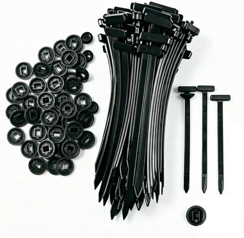 100Pcs Cable Tie Buckle, Nylon Universal Cable Tie Buckle with Pin and Button Lock, UV Resistant and Suitable for Car Repairs -Fender,Bumper&Trunk Liner and Securing Garden Fences in Kuwait