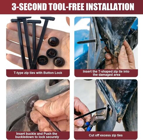 100Pcs Cable Tie Buckle, Nylon Universal Cable Tie Buckle with Pin and Button Lock, UV Resistant and Suitable for Car Repairs -Fender,Bumper&Trunk Liner and Securing Garden Fences in Kuwait