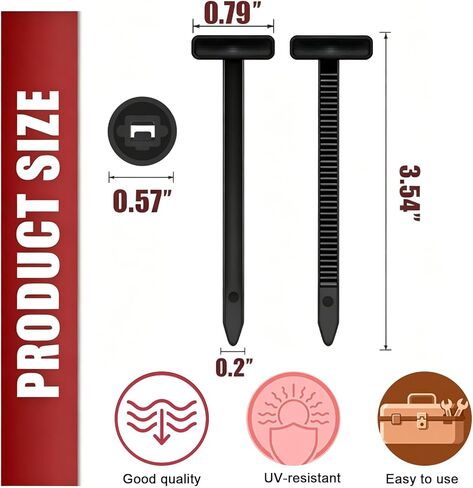 100Pcs Cable Tie Buckle, Nylon Universal Cable Tie Buckle with Pin and Button Lock, UV Resistant and Suitable for Car Repairs -Fender,Bumper&Trunk Liner and Securing Garden Fences in Kuwait