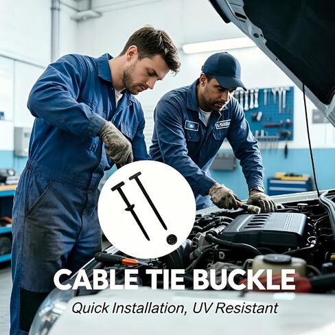 100Pcs Cable Tie Buckle, Nylon Universal Cable Tie Buckle with Pin and Button Lock, UV Resistant and Suitable for Car Repairs -Fender,Bumper&Trunk Liner and Securing Garden Fences in Kuwait