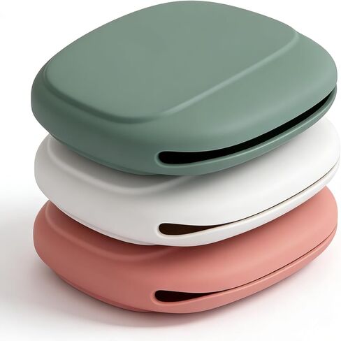 3 Pcs Silicone Wired Headphones Organizer, Small Headphones Case Pouch Earphone Cases Portable Headphone Storage, Mini Soft Earbud Pouch for Wired Earbuds Travel Home Workplace (Green Pink Gray) in Kuwait
