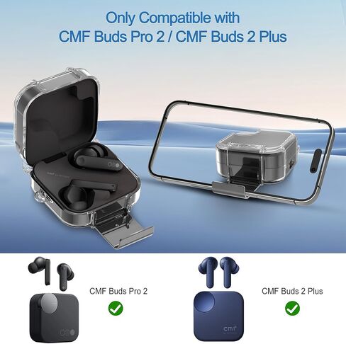 for CMF Buds Pro 2 / CMF Buds 2 Plus (2025) Case with Phone Holder, Soft TPU Clear Protective Case with Cleaner Kit & Carabiner Accessories Set(Clear) in Kuwait