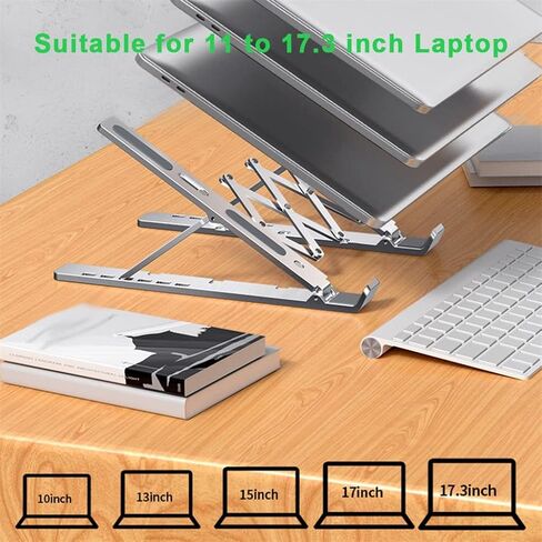 Portable Laptop Cooling Stand 11 to 17.3 Inch Aluminum Alloy Height Adjustable Riser Office Computer Radiator in Saudi Arabia