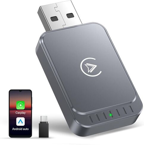 AuroraLink JC007 2-in-1 Wireless CarPlay Adapter – 2026 Upgrade, Plug & Play, 5.8GHz Ultra-Fast Connection, OEM-Like Experience for Factory Wired CarPlay Cars (2016+ Models, iOS 10+) in Kuwait
