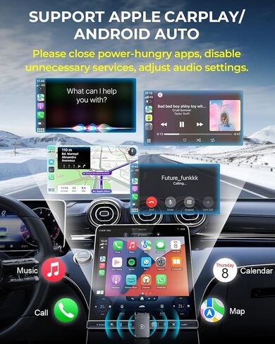 AuroraLink JC007 2-in-1 Wireless CarPlay Adapter – 2026 Upgrade, Plug & Play, 5.8GHz Ultra-Fast Connection, OEM-Like Experience for Factory Wired CarPlay Cars (2016+ Models, iOS 10+) in Kuwait