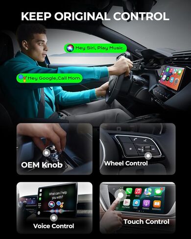 AuroraLink JC007 2-in-1 Wireless CarPlay Adapter – 2026 Upgrade, Plug & Play, 5.8GHz Ultra-Fast Connection, OEM-Like Experience for Factory Wired CarPlay Cars (2016+ Models, iOS 10+) in Kuwait