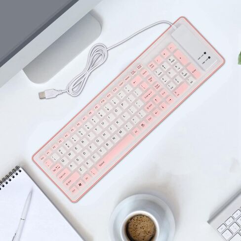 لوحة مفاتيح سيليكون قابلة للطي مكونة من 103 مفاتيح، USB سلكي، صامت، ناعمة الملمس، قابلة للطي لأجهزة الكمبيوتر الشخصية وأجهزة الكمبيوتر المحمولة in Kuwait