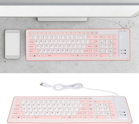 لوحة مفاتيح سيليكون قابلة للطي مكونة من 103 مفاتيح، USB سلكي، صامت، ناعمة الملمس، قابلة للطي لأجهزة الكمبيوتر الشخصية وأجهزة الكمبيوتر المحمولة in Kuwait