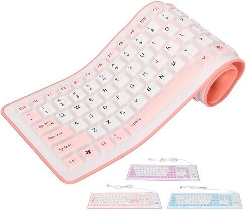 لوحة مفاتيح سيليكون قابلة للطي مكونة من 103 مفاتيح، USB سلكي، صامت، ناعمة الملمس، قابلة للطي لأجهزة الكمبيوتر الشخصية وأجهزة الكمبيوتر المحمولة in Kuwait
