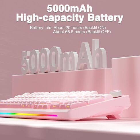 Aula S98 Pro Wireless Mechanical Keyboard with Screen & Knob,2.4GHz/USB-C/BT5.0 Hot Swappable Pink Creamy Keyboard,Pre-lubed Linear Switches,Side Printed PBT Keycaps(Renewed) in Kuwait