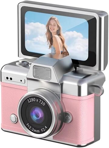 Thumb Keychain Camera 1.47 Inch Flip Screen Retro CCD Mini Digital Camera HD Very Small Camcorder Video Recorder (Pink) in Kuwait