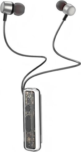 ZXQ Magnetic Lapel-Clip Neckband Bluetooth Headphones with Microphone,in-Ear Wireless Earbuds Earphone for Sport,Travel,Sleep,Live Streaming (Grey) in Kuwait