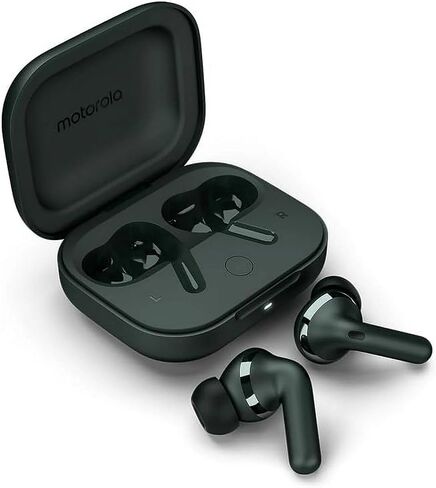 Motorola Moto Buds+ Headphones with Sound by Bose, Dual Dynamic Drivers and Optimal Resolution Sound, Dolby Head Tracking and Dolby Atmos, Dynamic Active Noise Cancellation - Forest Gray in Kuwait