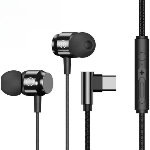 Wired Earphones with Magnetic Connection, Compatible with Tablets and Phones, Type-C with Microphone and Noise Cancellation Feature (Black-Type-c) in Kuwait