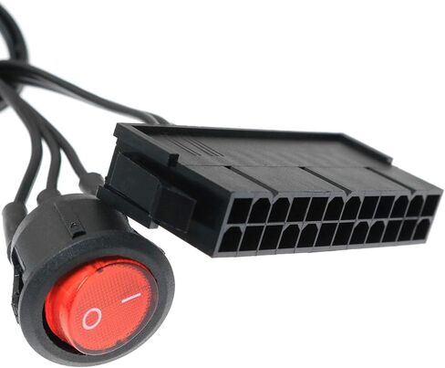 2PCS 24 Pin ATX Power Switch Jumper Bridge Adapter with Braided Cord and Red Light Suitable for Water Cooling Applications and Power Supply Testing in Kuwait