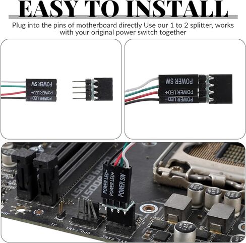 PC Power Button, PC Power Switch Desktop Computer External ON/Off LED Indicator Powers Supply Button SW Extension with Adhesive Mount for Computer Motherboard (Black) in Kuwait