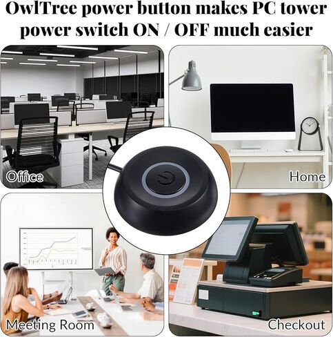 PC Power Button, PC Power Switch Desktop Computer External ON/Off LED Indicator Powers Supply Button SW Extension with Adhesive Mount for Computer Motherboard (Black) in Kuwait