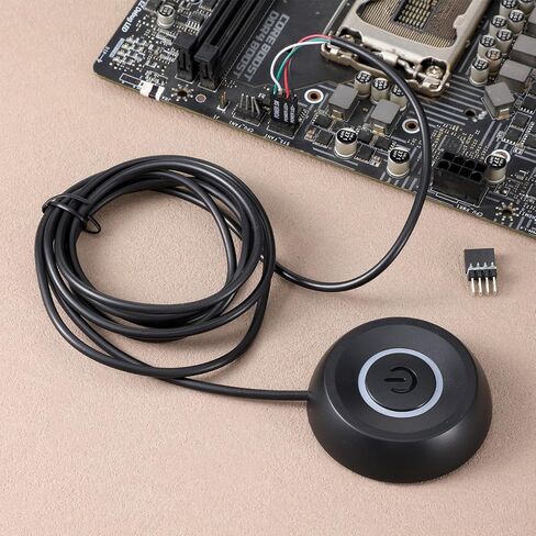 PC Power Button, PC Power Switch Desktop Computer External ON/Off LED Indicator Powers Supply Button SW Extension with Adhesive Mount for Computer Motherboard (Black) in Kuwait
