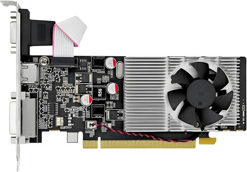 بطاقة رسومات GDDR3 سعة 1 جيجابايت 64 بت 1029-1228 ميجاهرتز PCI Express VGA DVI منفذ 1080P مع دعامة منخفضة ومروحة هادئة لألعاب الكمبيوتر المكتبي والمكاتب in Kuwait