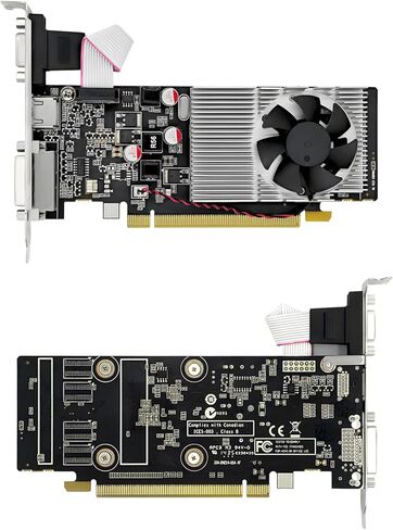 بطاقة رسومات GDDR3 سعة 1 جيجابايت 64 بت 1029-1228 ميجاهرتز PCI Express VGA DVI منفذ 1080P مع دعامة منخفضة ومروحة هادئة لألعاب الكمبيوتر المكتبي والمكاتب in Kuwait