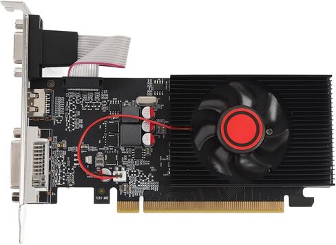 بطاقة رسومات Zopsc 1 جيجا DDR3 64 بت، بطاقة فيديو PCIe 2.0 مع HDMI DVI VGA، رسومات ألعاب بمروحة تبريد واحدة للكمبيوتر المكتبي والكمبيوتر المكتبي in Kuwait